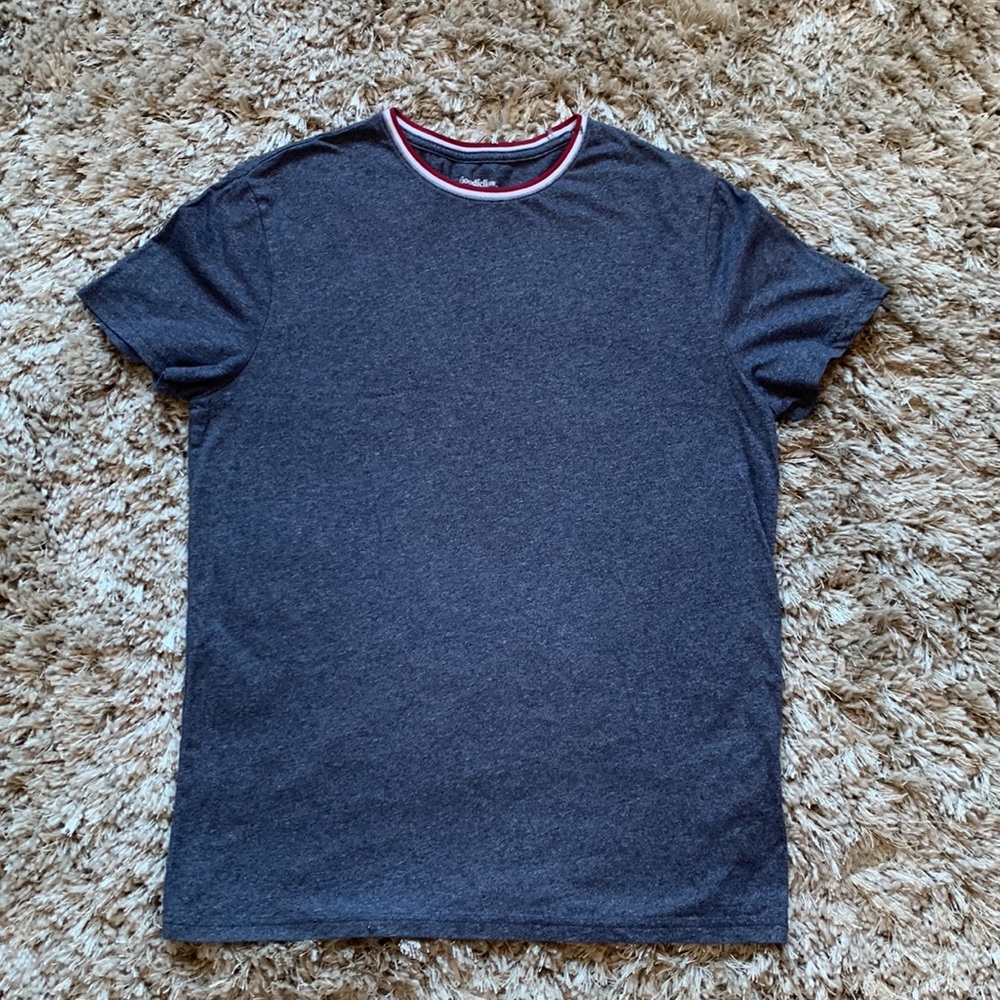 Good fellow & Co. slim-fit T-shirt w/ red, white, and blue collar.